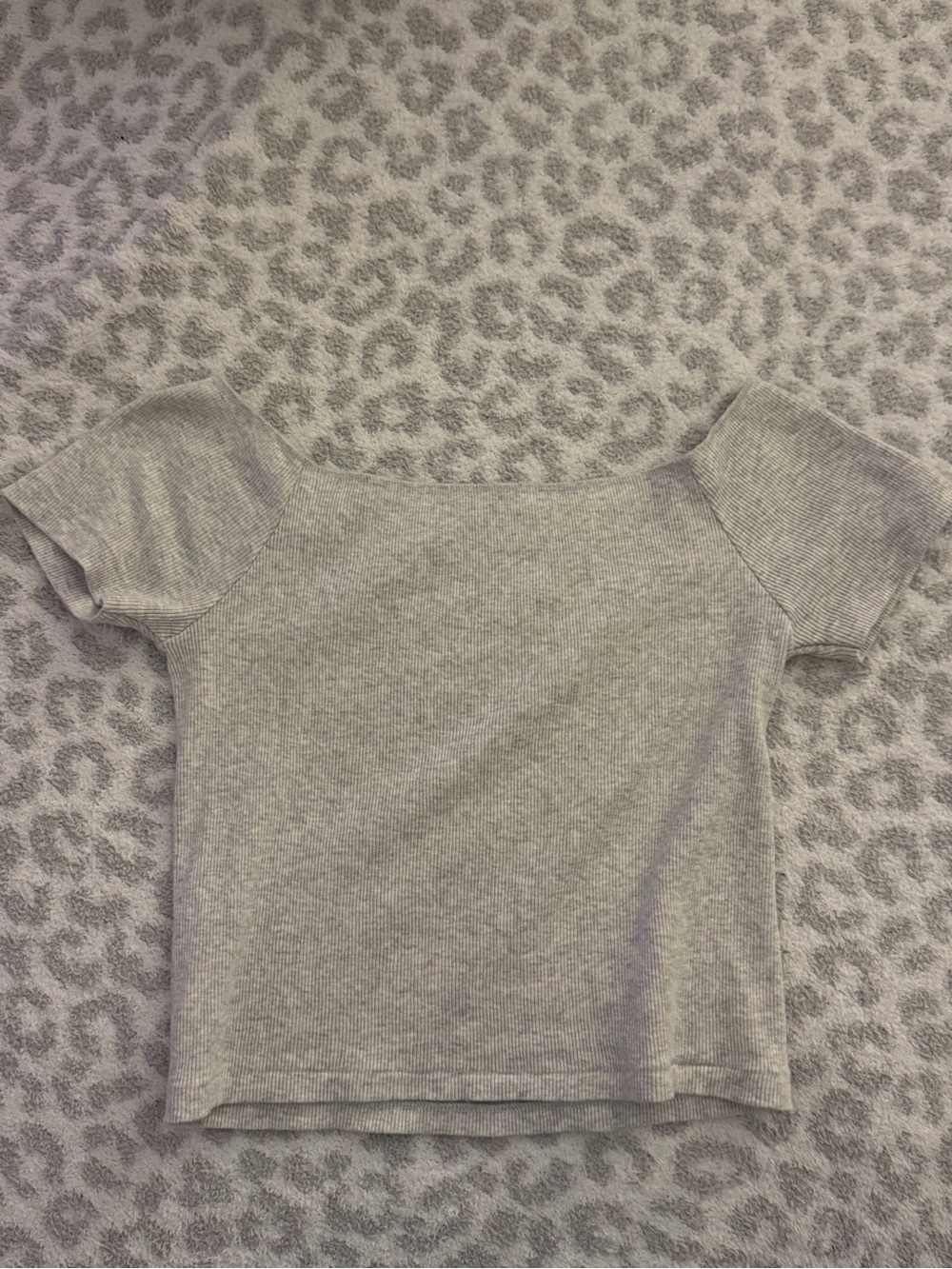 Brandy Gray Ribbed Off-Shoulder Cropped Top